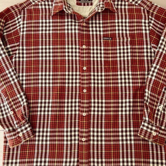 ENYCE Men's Baggy Button Down Shirt Brown Houndstooth XL/Late 90s Y2K Streetwear - Picture 2 of 16